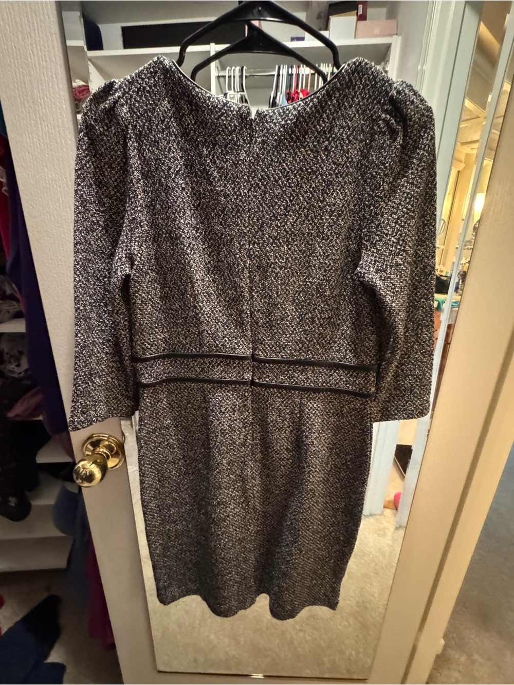 Ann Taylor Black and Gray Tweed Long Sleeve Sheath Dress - Picture 2 of 2